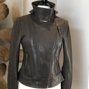 Mackage leather jacket - olive green size:M